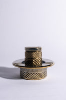 Switch Jane West Twenties Collection Gold Jar with hand pipe — gold glass stash jar and hand pipe lifestyle 3 image