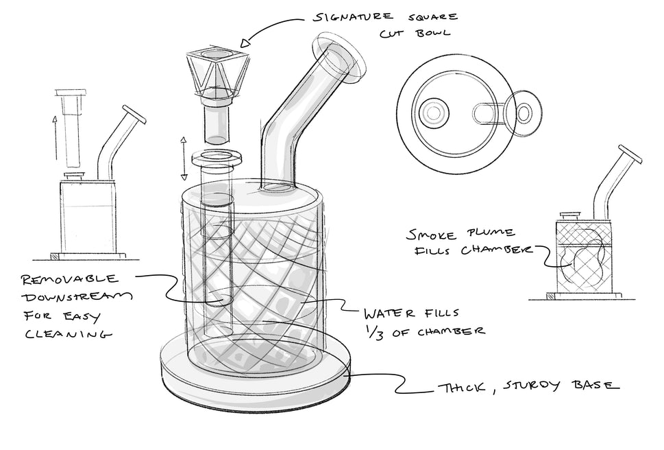 Twenties Collection Water Pipe | Cobalt