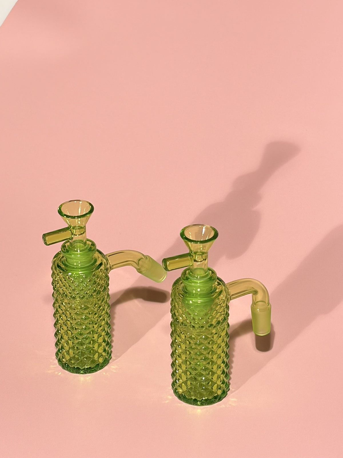 Two Jane West x Prism Slime green 14mm 45 degree glass ash catchers