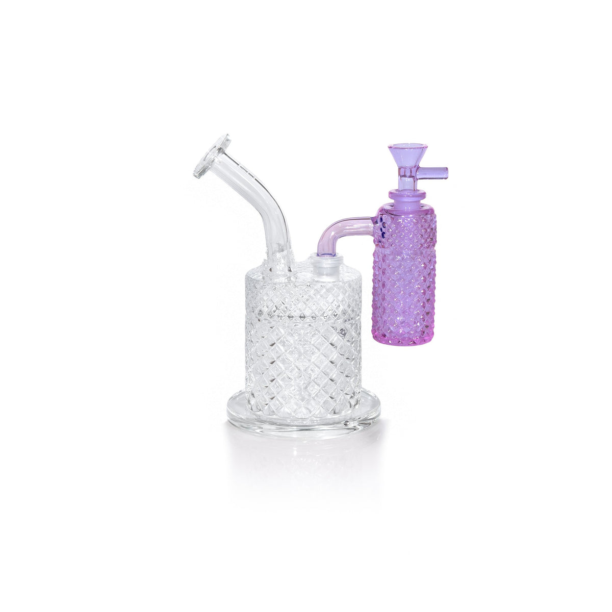 Jane West x Prism Grape Jolly Rancher 14mm 90 degree ash catcher on a Clear Twenties Collection water pipe