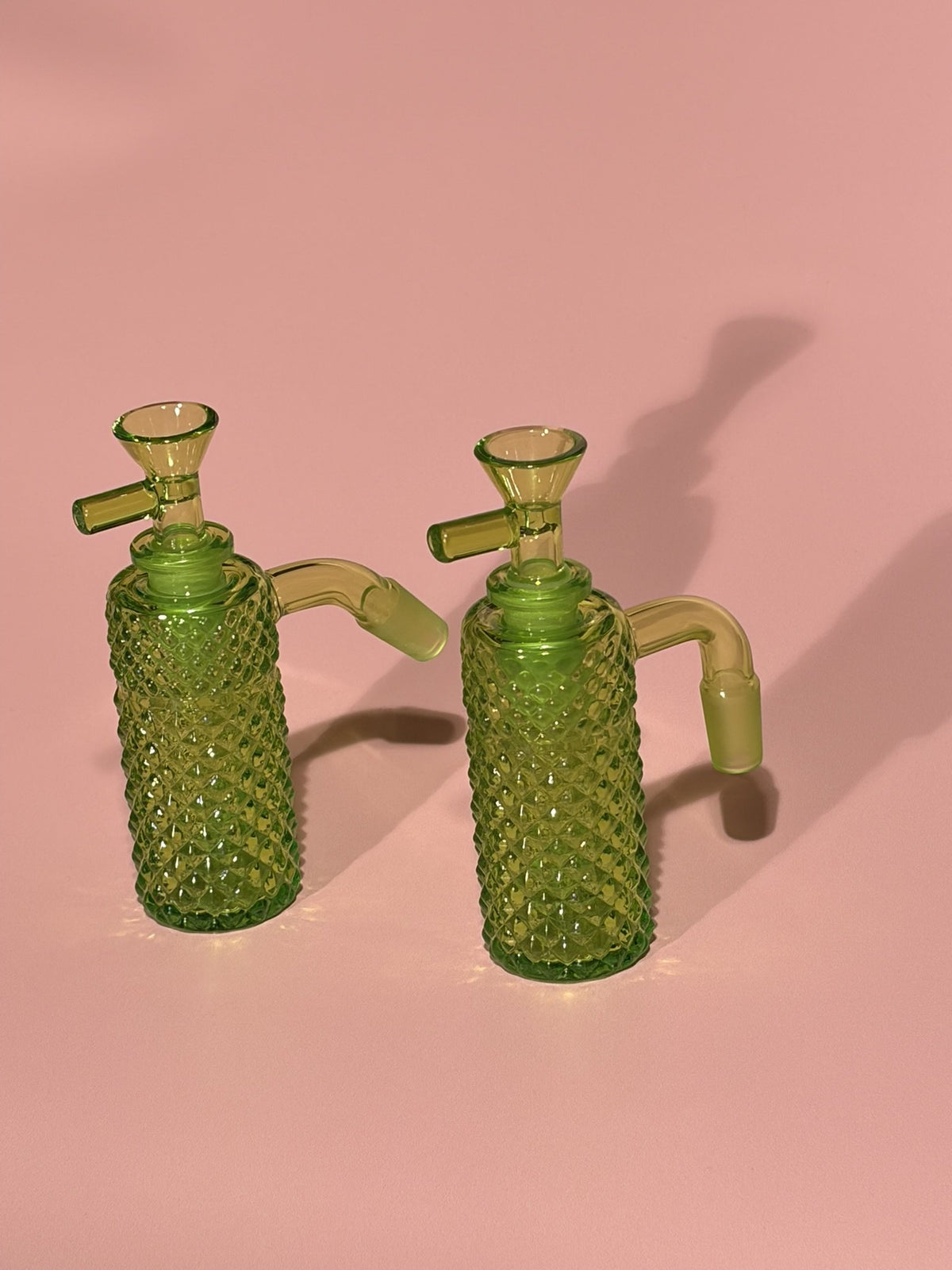 Two Jane West x Prism Slime green 14mm 90 degree glass ash catchers