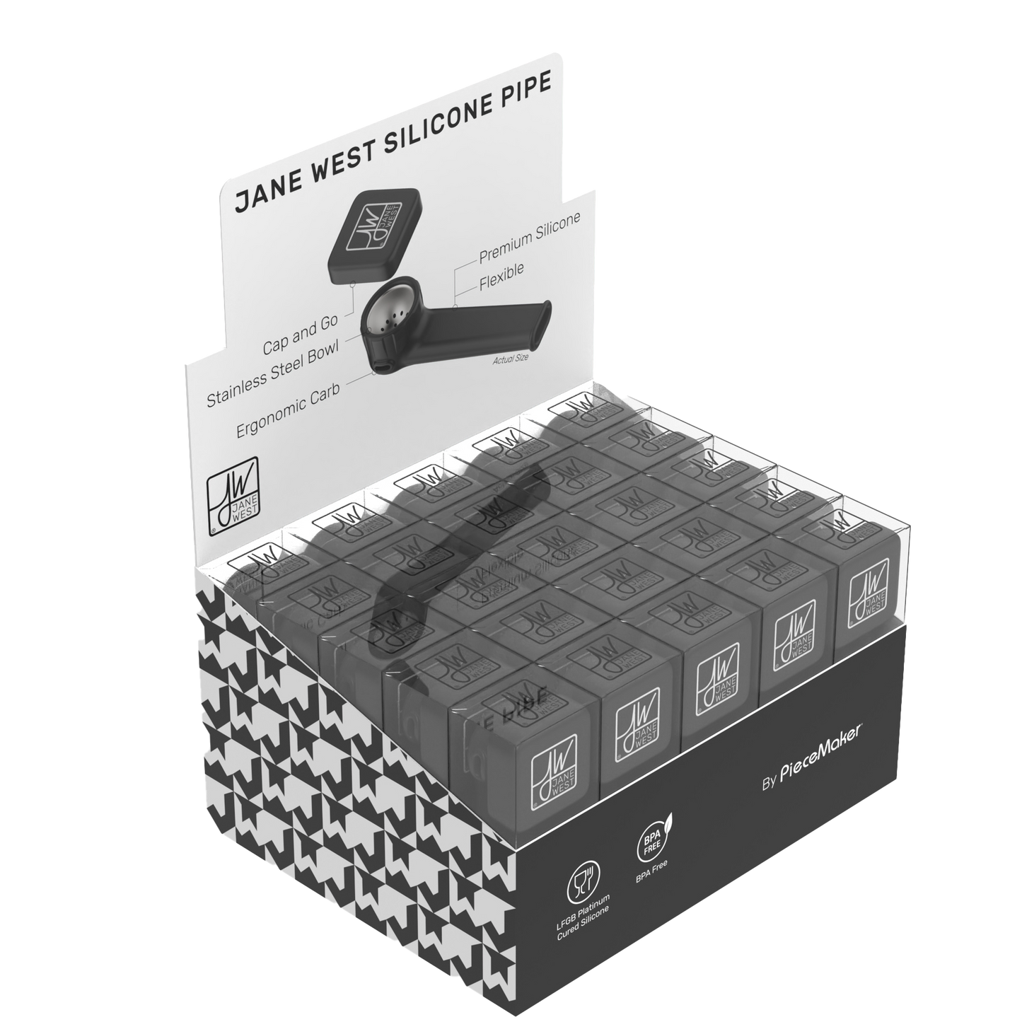 25 count Jane West x Piecemaker Outdoor Silicone Pipe - POS Display Pack